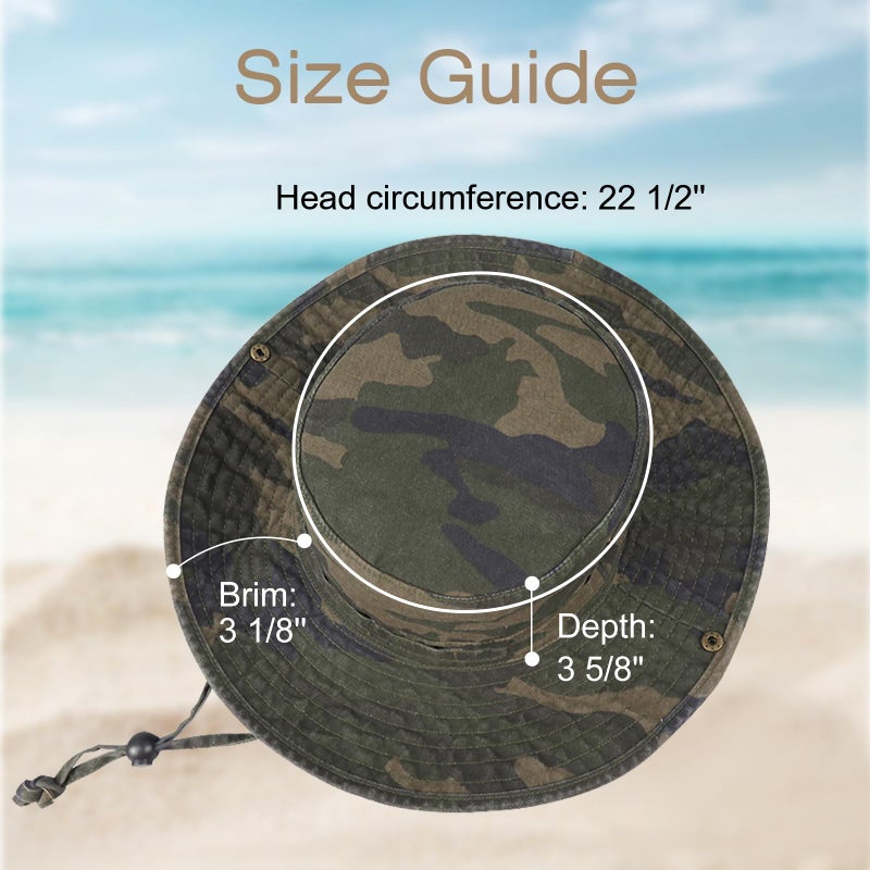 Phaiy Bucket Hat Wide Brim UV Protection Sun Hat Boonie Hats Fishing Hiking Safari Outdoor Hats for Men and Women Woodland Camo - Image 5